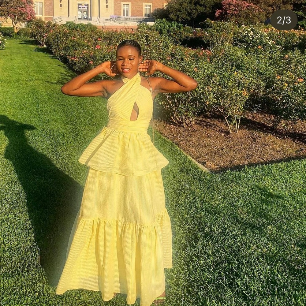 Yellow tiered dress
